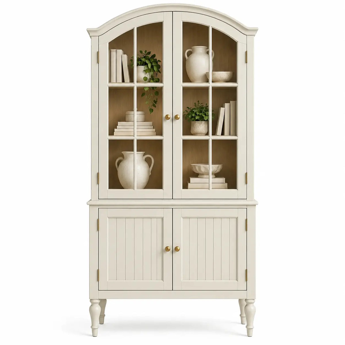 Vitrina de almacenamiento de contorno redondeado, blanco - Firgroveco