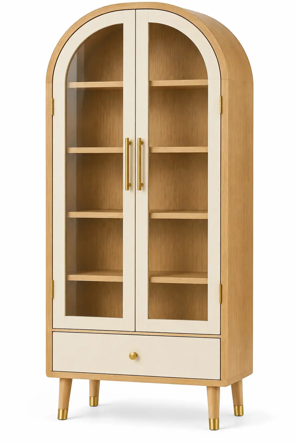 Vitrina de almacenamiento con formas arqueadas, marr¨®n y blanco