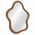 Espejo decorativo con marco de contorno redondeado, marr¨®n y plateado