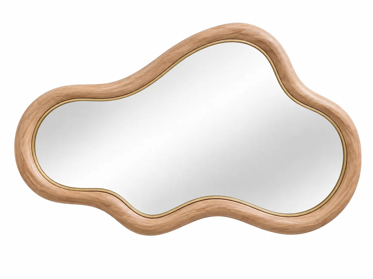 Espejo decorativo con marco de contorno redondeado, marr¨®n y plateado