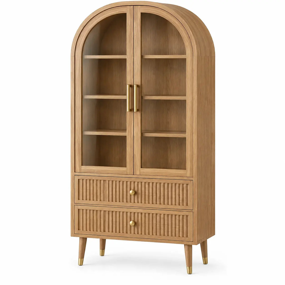 Vitrina de almacenamiento con formas arqueadas, marr¨®n
