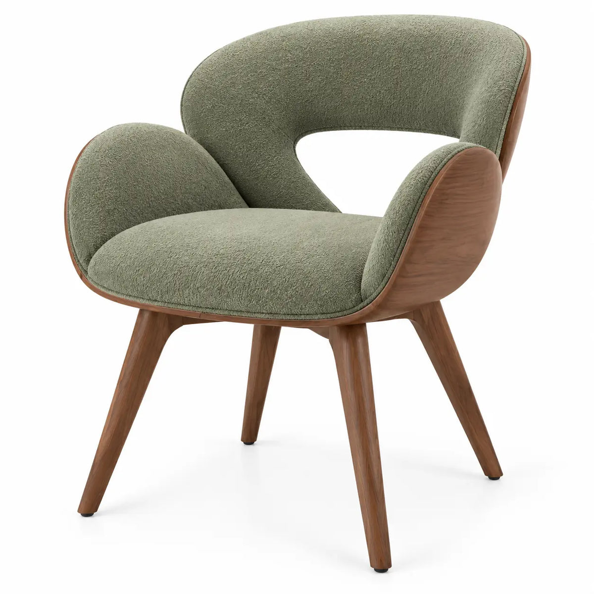 Silla con respaldo de contorno redondeado, verde y marr¨®n