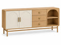 Aparador de almacenamiento con formas arqueadas y estantes, blanco y marr¨®n